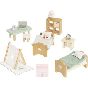 Wooden Dollhouse 24 Piece Child's Bedroom Furniture Set
