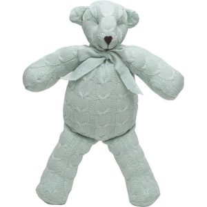 Mint Cable Knit Plush Teddy Bear