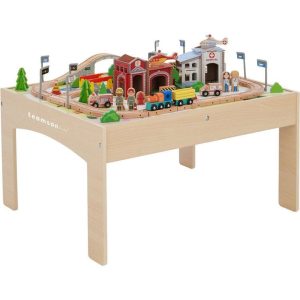 Preschool Play Lab Toys Table with 85-piece Train & Town Set