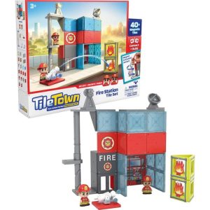 Tile Town Fire Station Magnetic Tiles Playset