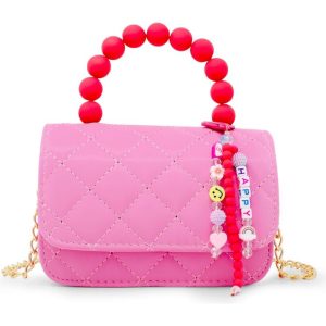 Pearl Handle Message Charm Handbag - Hot Pink