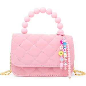 Pearl Handle Message Charm Handbag - Pink