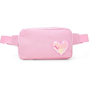 Sequin Heart Belt Bag for Kids - Pink